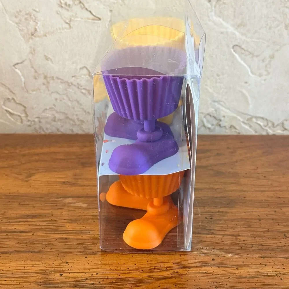 Wilton Silly-Feet! Reusable Silicone Baking Cups - Yellow Purple Blue Orange NEW